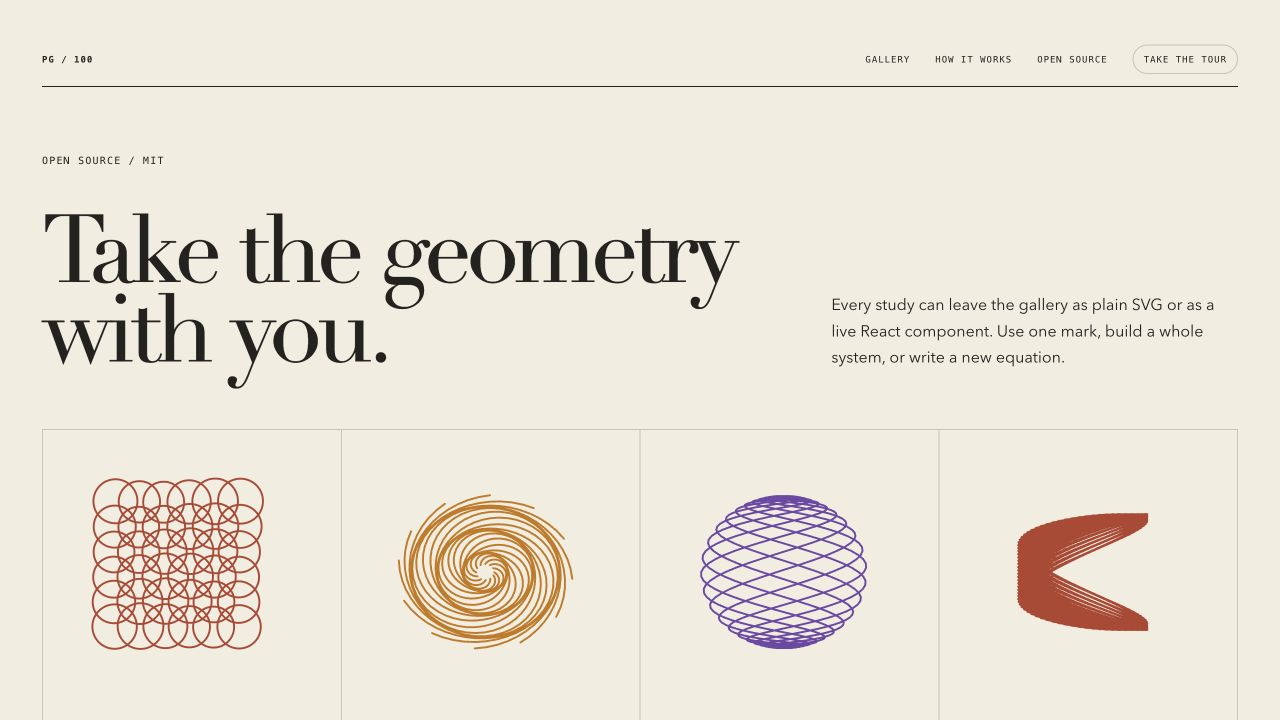 The open-source page offers React components, raw SVG exports, source code, design rules, and an MIT license.